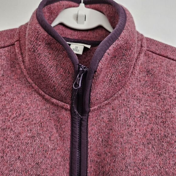 LL Bean Sweater Womens Medium Dark Plum Rose Fleece‎ Half-Zip Pullover Outdoor - Picture 3 of 10